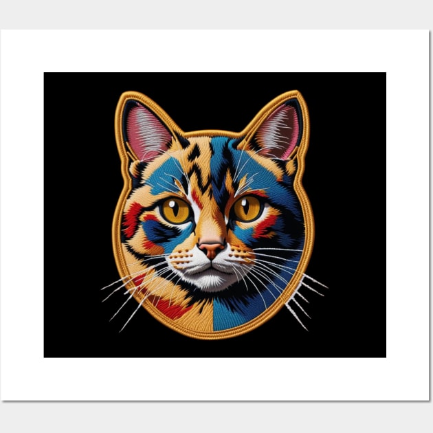 Colorful Common Housecat Embroidered Patch Wall Art by Xie